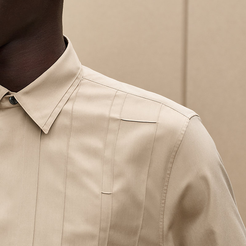 "Nervures H" straight cut silk shirt with Louis collar, View: , view 7 of 7