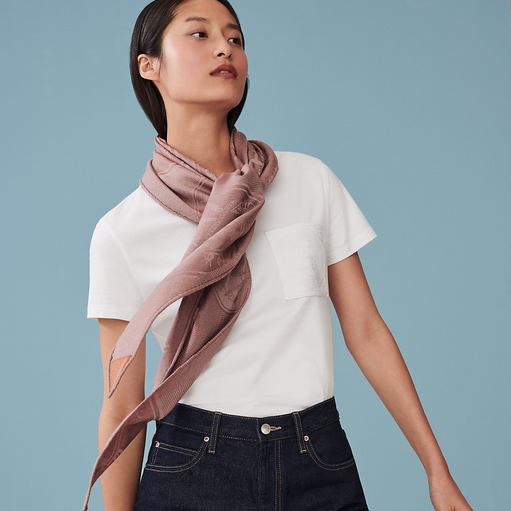 New Libris losange - Blue | Hermès USA Hermes Scarf Losange New Libris Cashmere Silk Shawl White main image 1