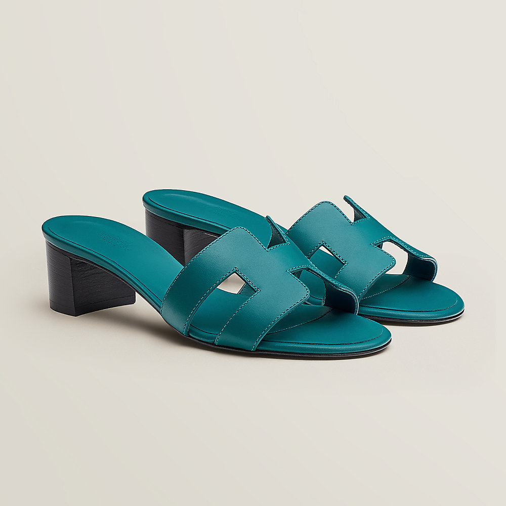 Leather HermÃ¨s Oasis Sandals Blue Hermes Sandals