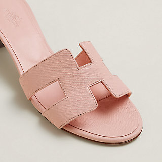 Hermes Womens Blue Epsom Oran Sandal Slipper 39 Shoes Oasis Loafer