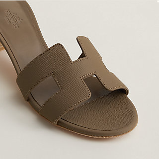 Hermes H Oasis Vert Pomme Epsom Leather Sandals Mule