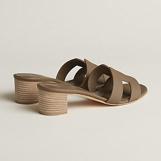 Hermes - Oasis sandals in grey Epsom leather.