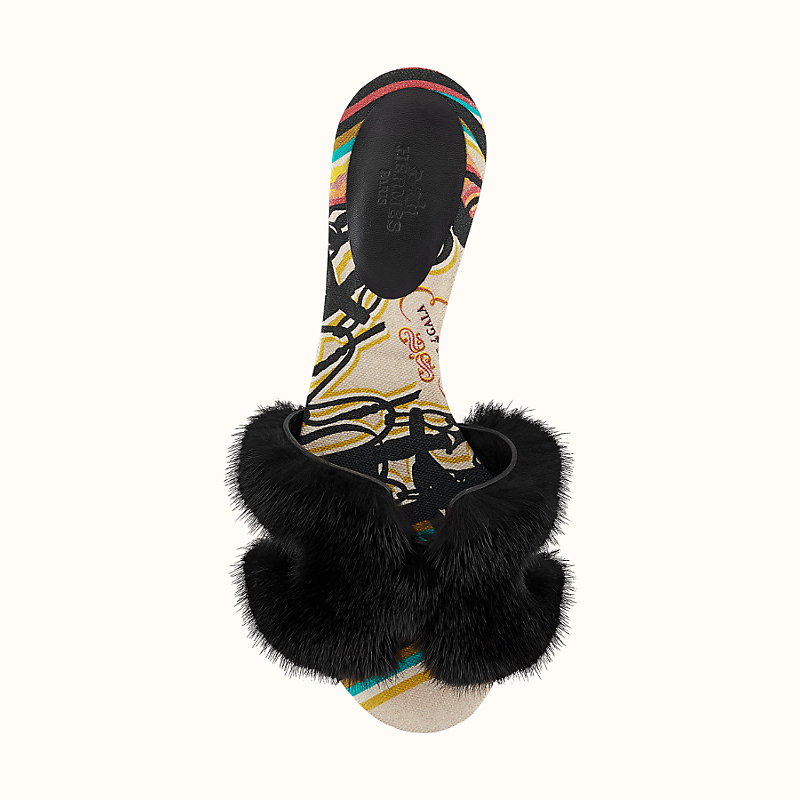 furry hermes sandals