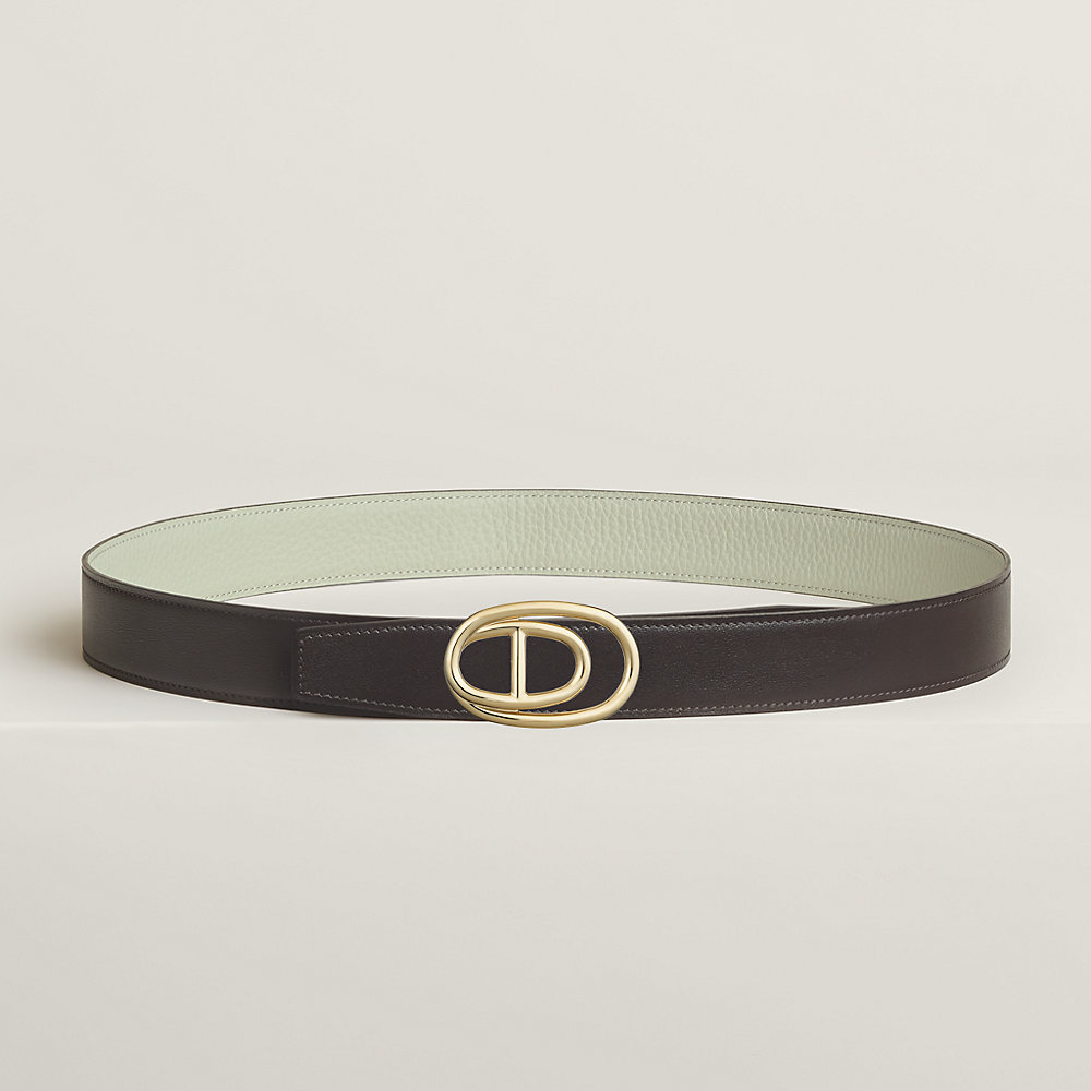 ULYSSE BELT BUCKLE & REVERSIBLE CHOCOLATE BROWN LEATHER STRAP 38MM GOLD HARDWARE