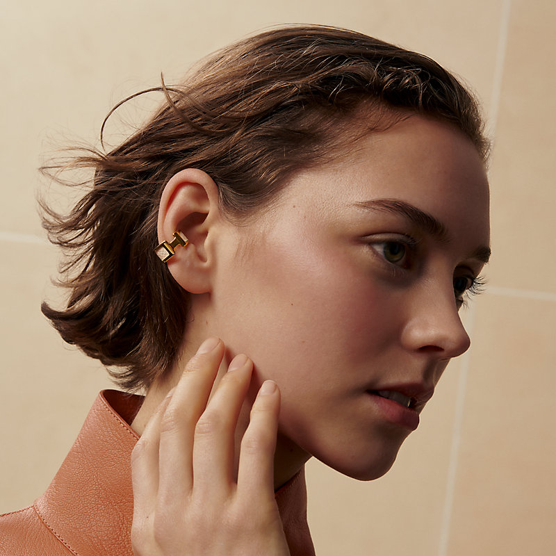 Olympe ear cuff, small model - Orange | Hermès USA