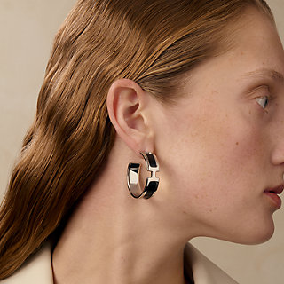 【HERMES】Fusion earrings, large model Hermès // Sterling Silver Large Model Bar and Loop Earrings