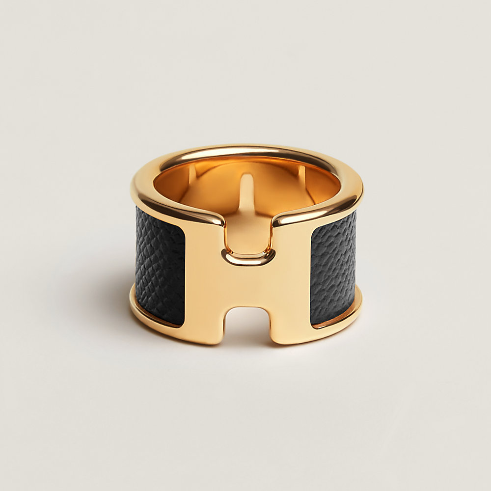 Olympe ring, large model - Black | Hermès USA