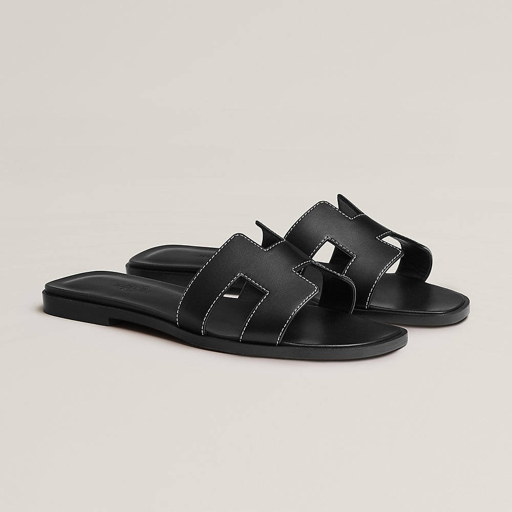 hermes oran sandals silver