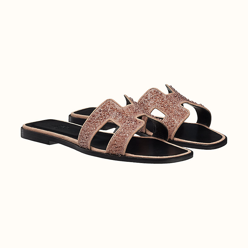 hermes oran sandals nude