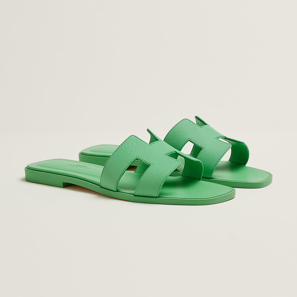 green hermes oran sandals