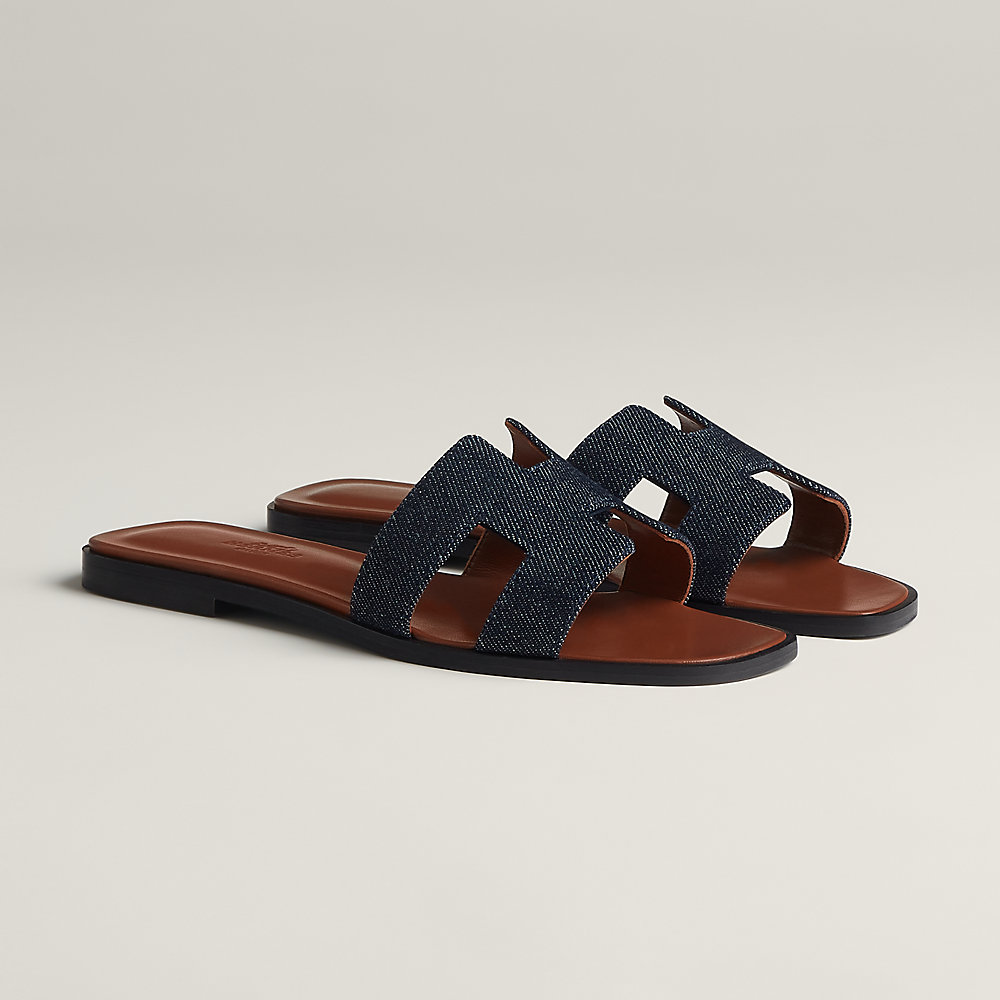 Hermes Blue Leather Izmir Flat Sandals Size 42 Hermes | TLC