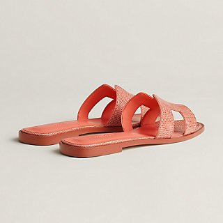 Hermès Oran Rose Jaipur Lizard Sandals - Klueles
