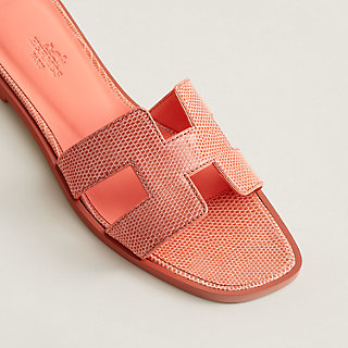 Hermès Oran Rose Jaipur Lizard Sandals