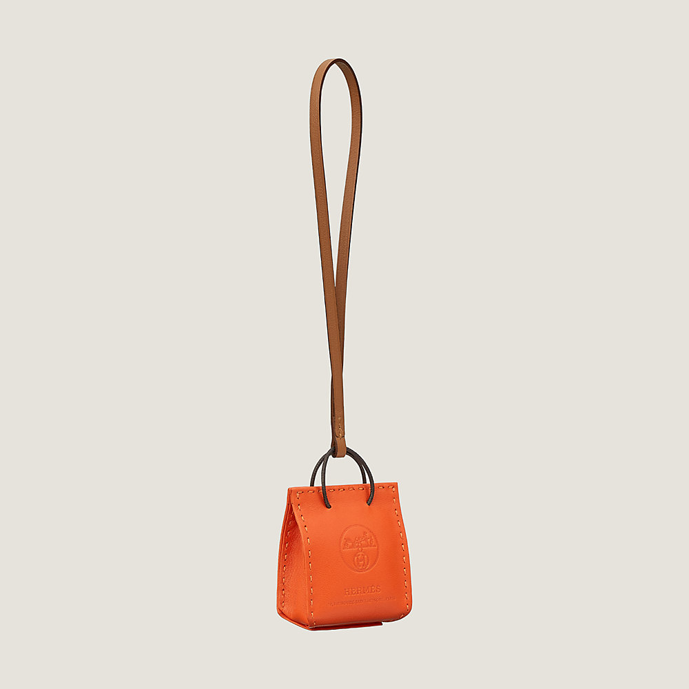 Leather bag charm Hermès Orange size XS International in Leather - 14806814