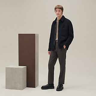 Overshirt with leather detail | Hermès USA