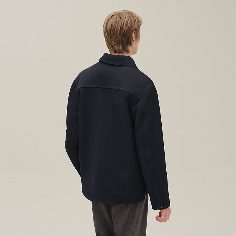 Overshirt with leather detail