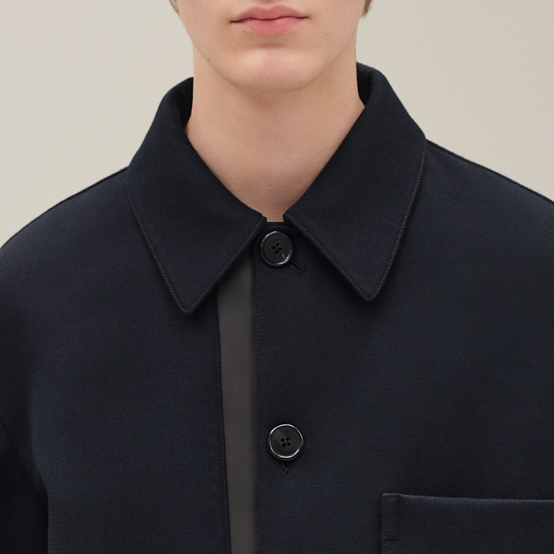Overshirt with leather detail
