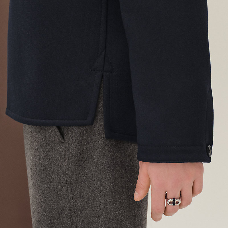 Overshirt with leather detail