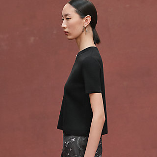【YOURNUS】Haidi Knit Half Sleeve Back open half sleeve knit top / black – HORAYU
