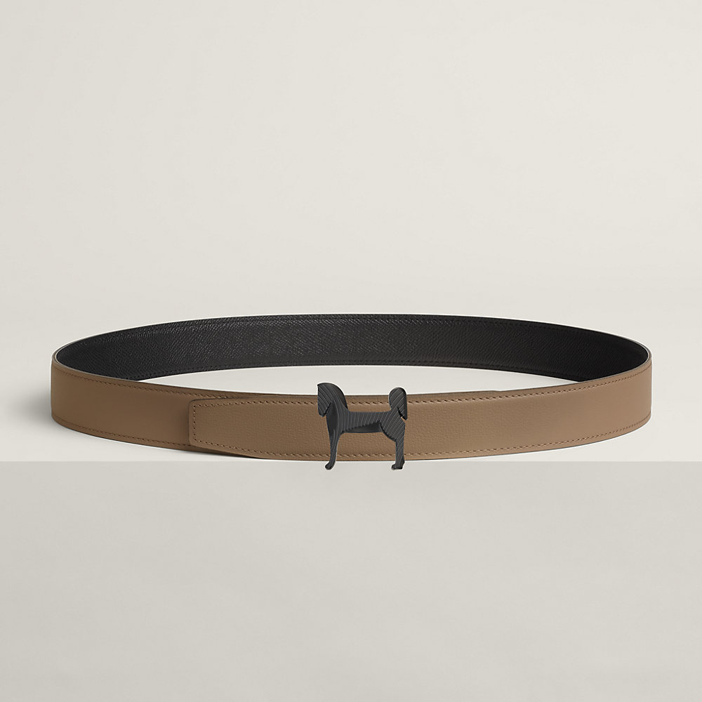 80’s-90’s HERMES Panache Zebre belt buckle & Reversible leather strap 32 mm