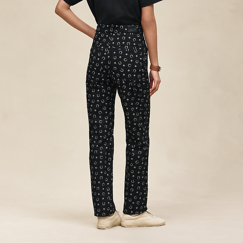 Pantalones rectos estampado "Porte-Bonheur Bandana"