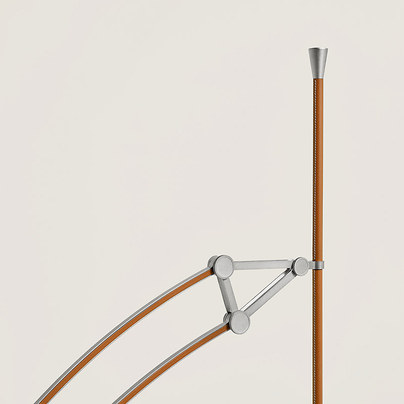 Pantographe reading floor lamp with LED ring