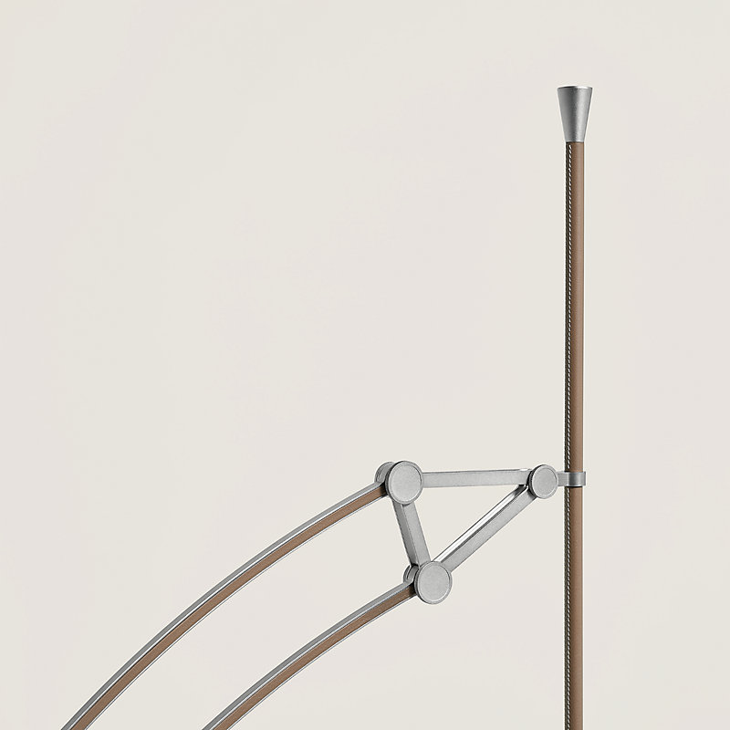 Pantographe reading floor lamp with LED ring