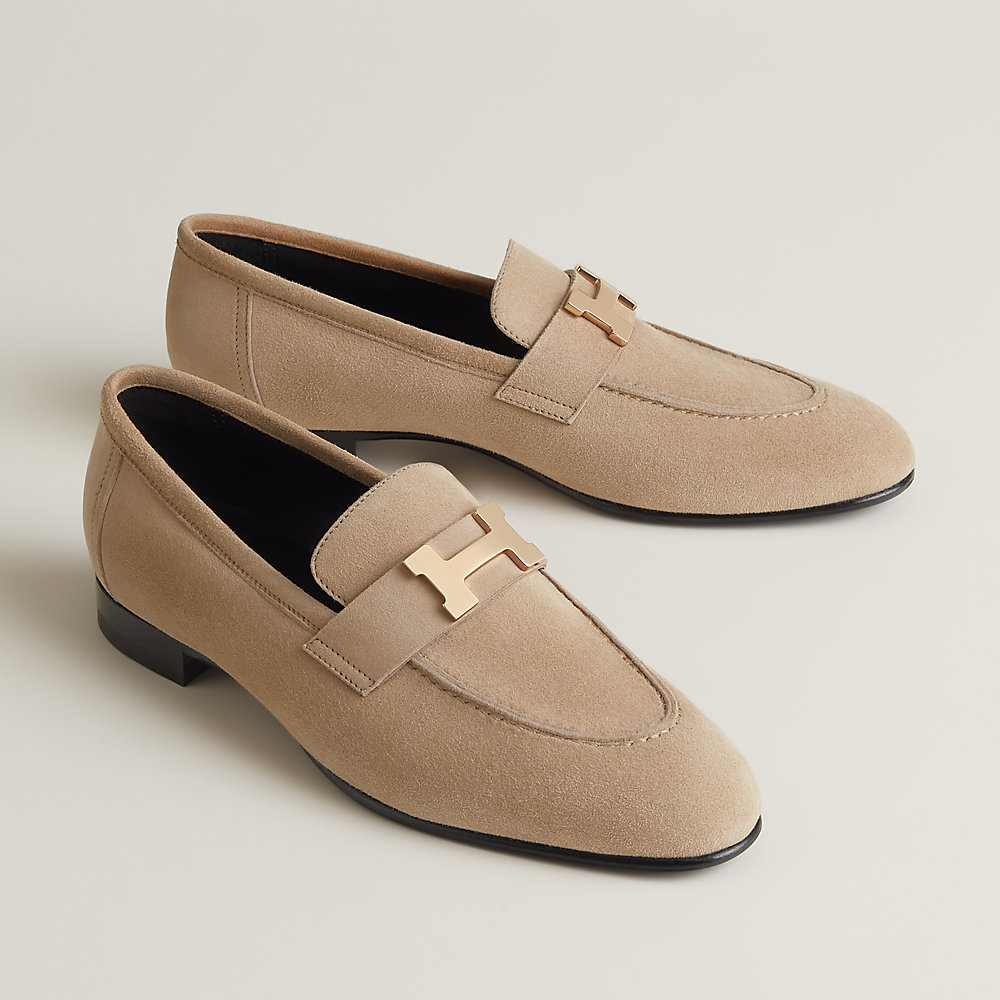 Hermes Beige Leather Slip-On Loafer - E-SEVEN STORE display picture 2