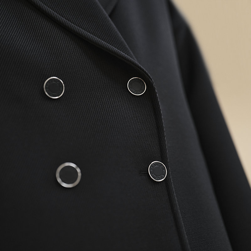 Hermes★素敵！Black Quilted Detail Wool Pea Coat Pea coat | Hermès UK