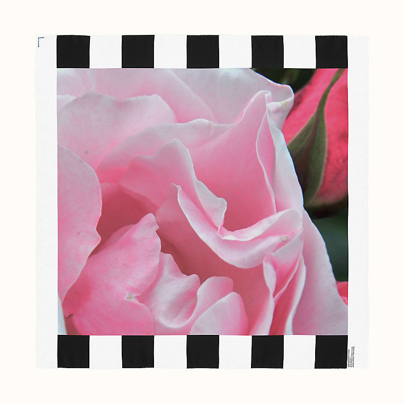 Pink, black and white Hermès x Daniel Buren Photo-Souvenir au carre scarf 90 