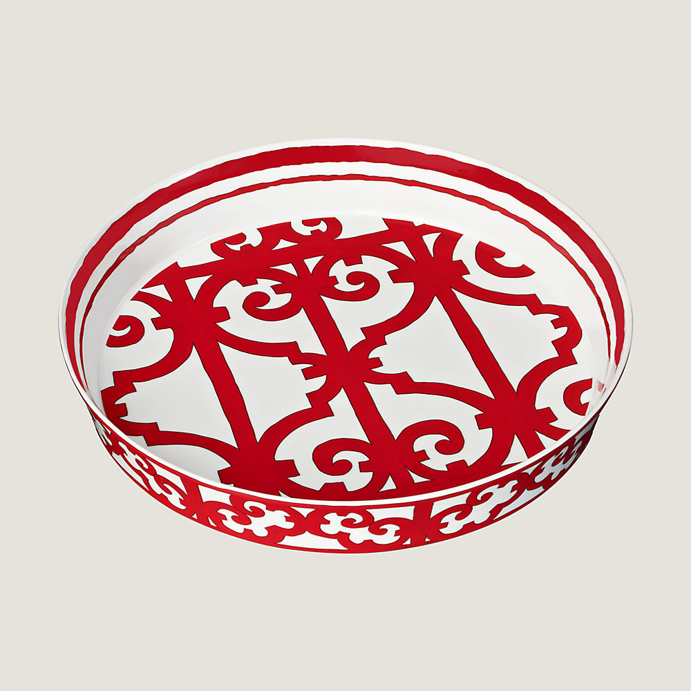 Plat à Gâteau/tarte HERMÈS Balcon Du Guadalquivir – Rouge (Neuf)