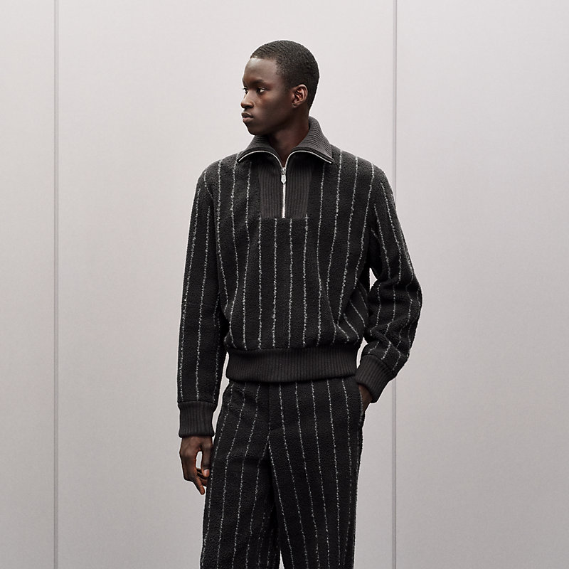 "Pinstripe" mock neck sweater