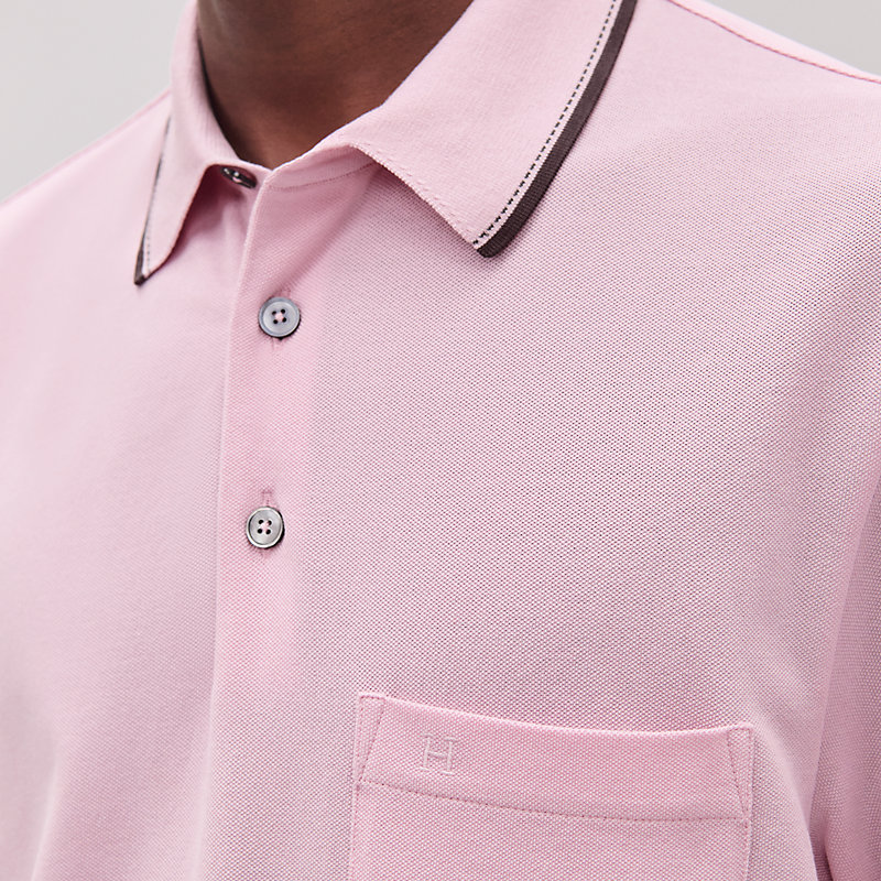 HERMES エルメス 80s polo shirt ポロシャツ　ピンク HERMES - エルメス HERMES Hマーク ポケット有り ゴルフシャツ