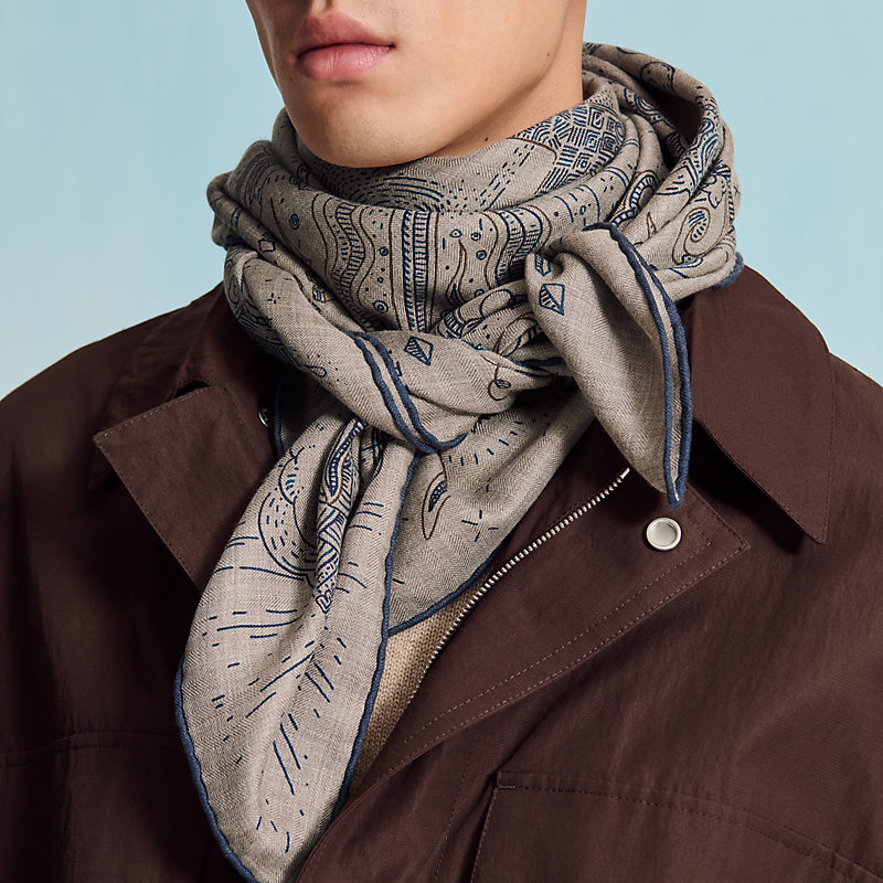 Please Hold The Line scarf 100 Brown Hermès UK