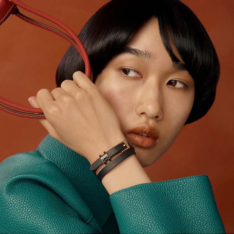 Pop H Double Tour bracelet - Black | Hermès USA