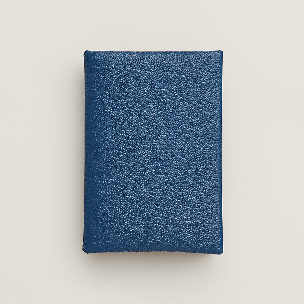 Porte-cartes Compact Hermès Calvi Duo Evercolor - Neuf Bleu Océan Avec étiquettes