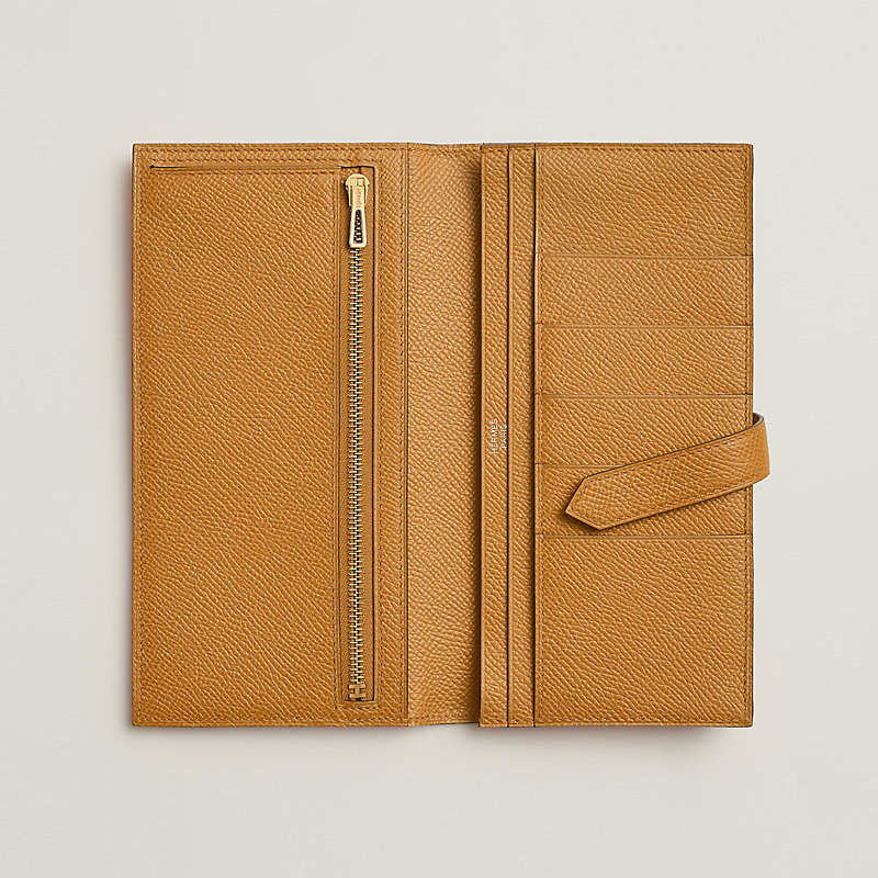 ◆HERMES◆ Portefeuille Bearn Soufflet 財布 Hermès / HERMES Bairn Soufflé Orange / Gold Metal Fittings