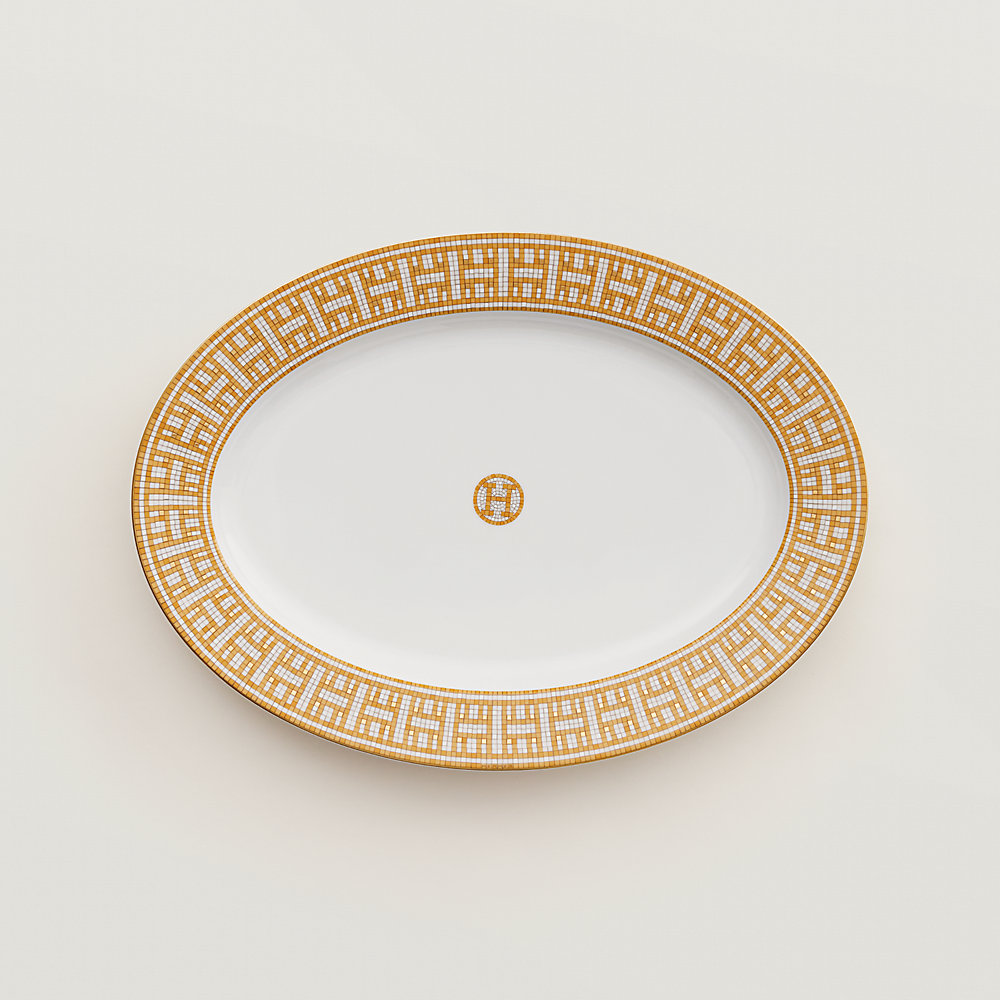 HERMES Mosaique au 24 オーバルプレート 皿 Prato oval Mosaïque au 24 ouro, modelo pequeno | Hermès Brasil