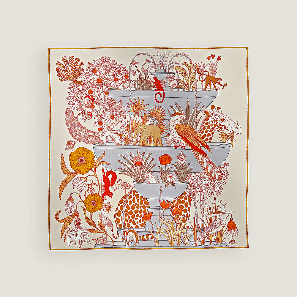 Precious Paradise Detail scarf 45 - Beige | Hermès Saudi Arabia