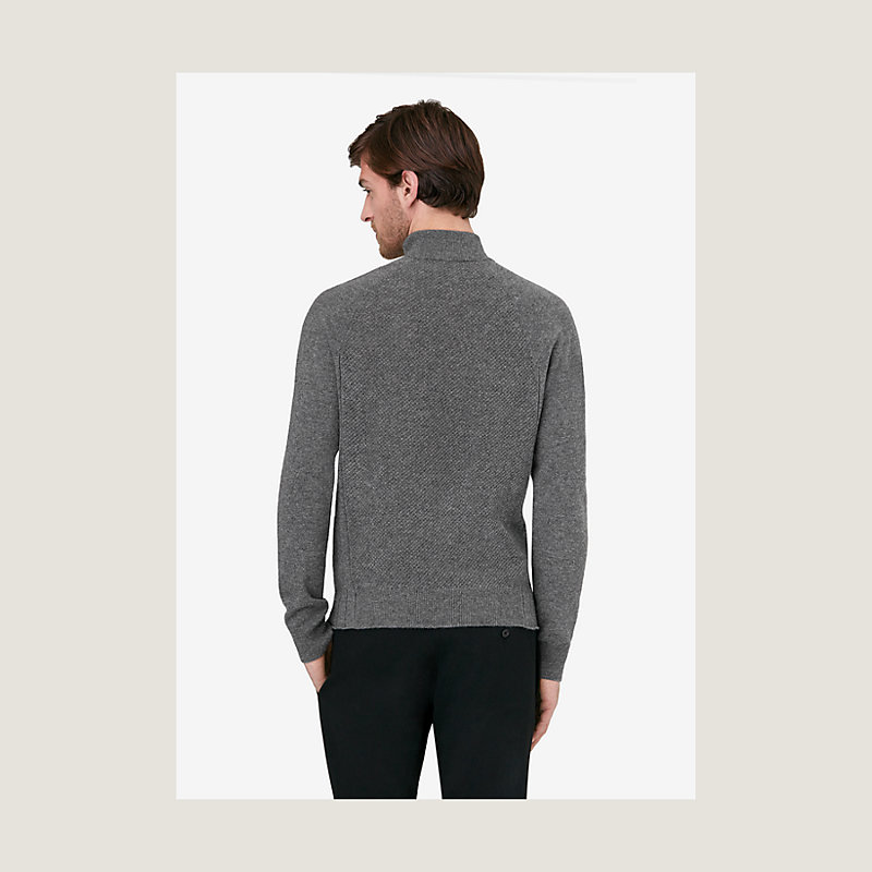 Pull col cheminée zippé en jeu de points