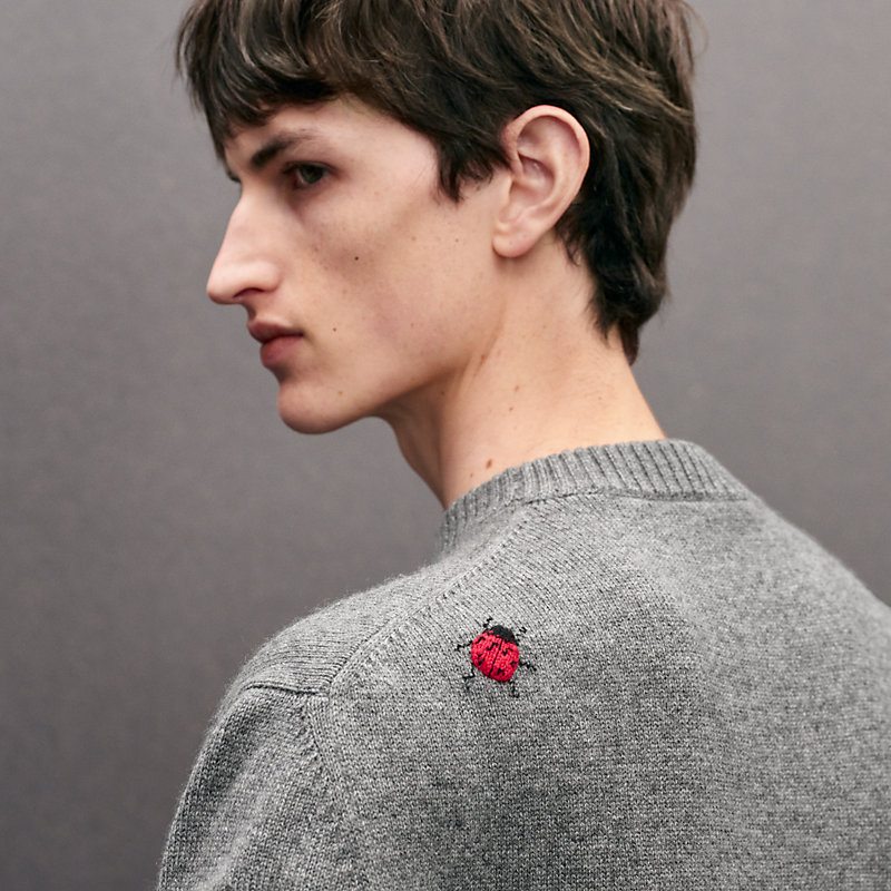 Pull col rond «&nbsp;broderie coccinelle&nbsp;»