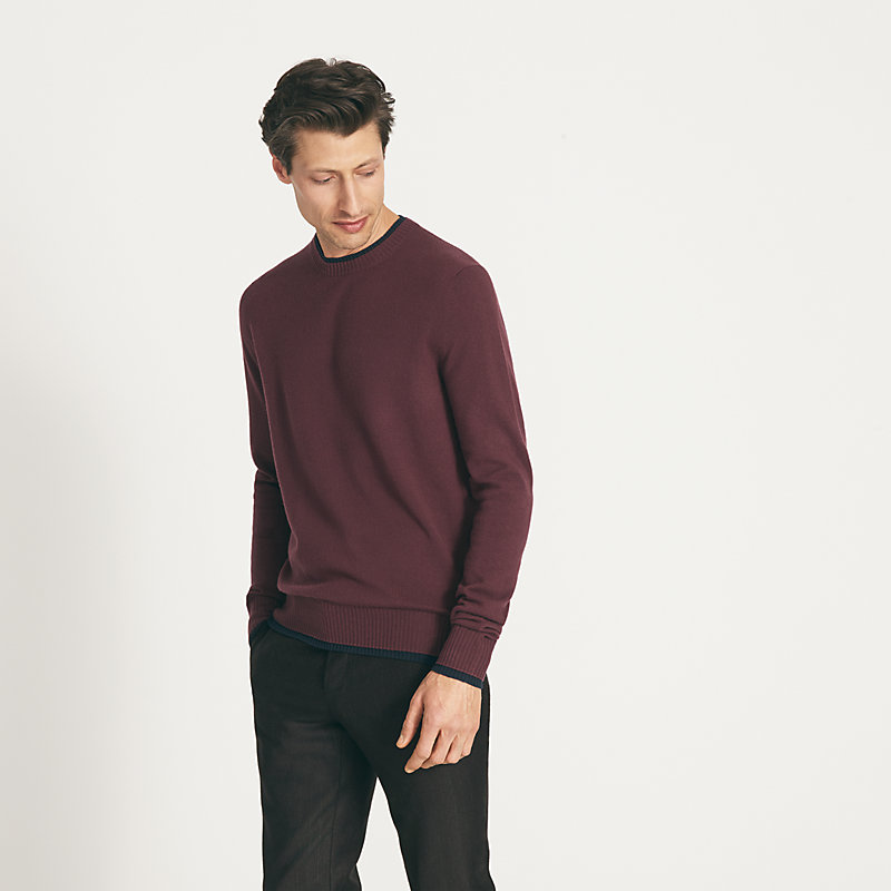 Pull col rond finitions colorées