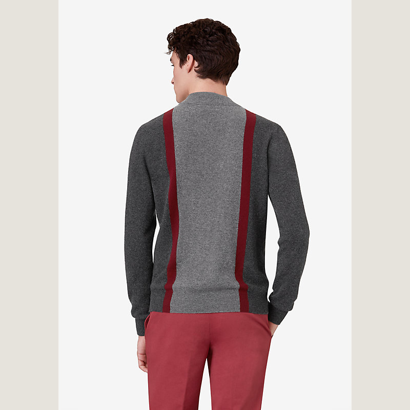 Pull col V zippé rayures placées