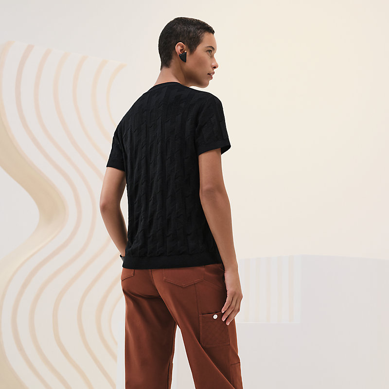 Laine Pull Manches Courtes Homme T-shirt Homme Maille Côtelée - Main Image