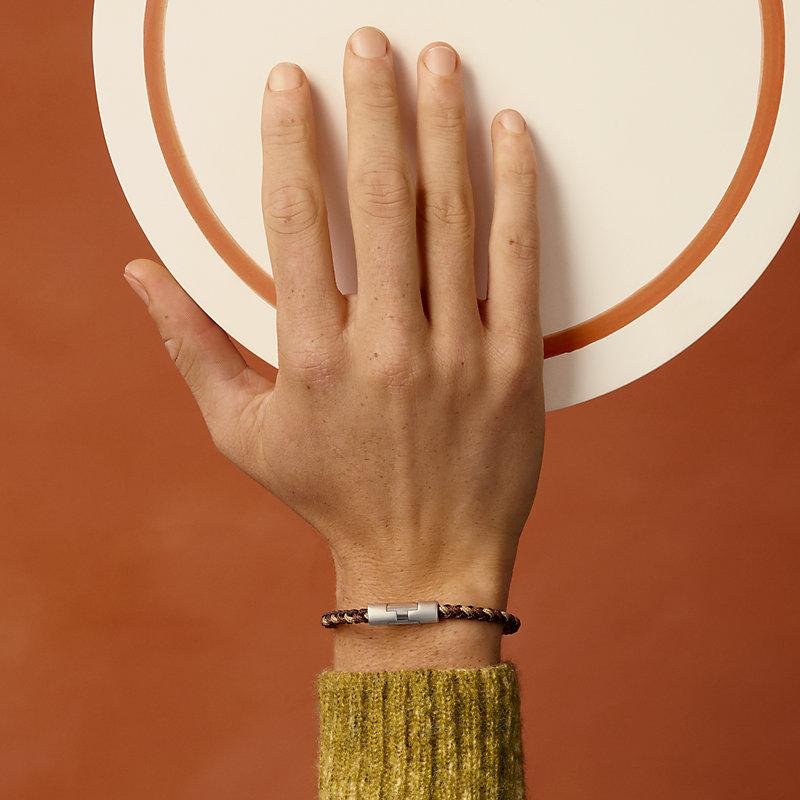Puzzle H Trio Silk bracelet - Brown | Hermès USA