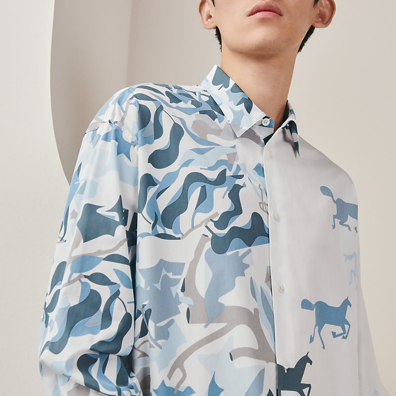エルメス　ボクシーボディシャツ　\"Puzzle Vegetal\" 356520HJ0B_worn_1