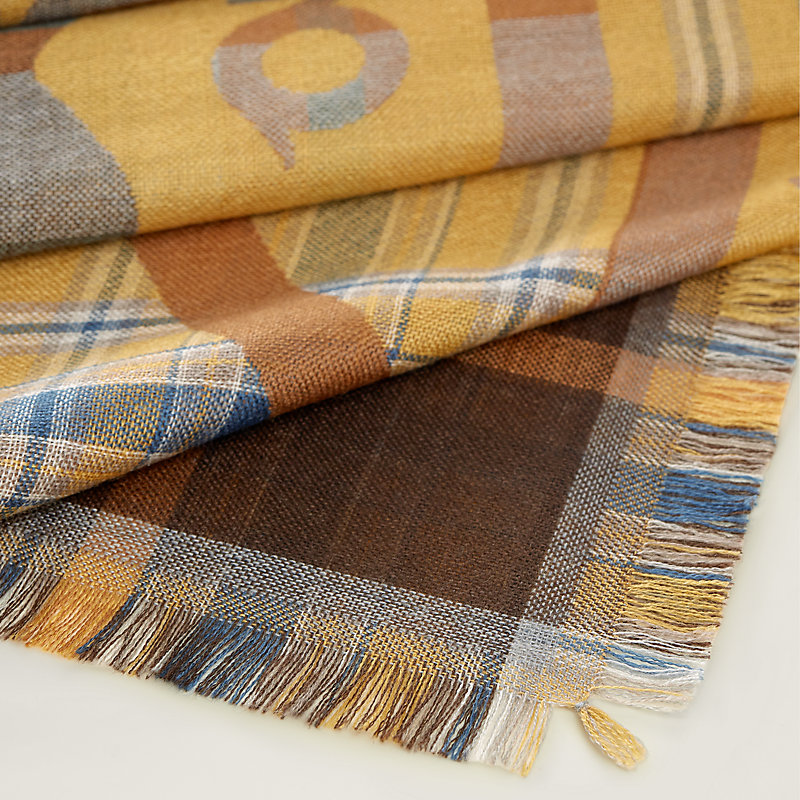 Quadrige Tartan fringed scarf 80, View: , view 3 of 3
