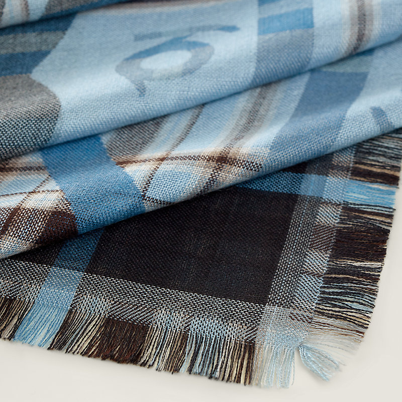 Quadrige Tartan fringed scarf 80, View: , view 3 of 3
