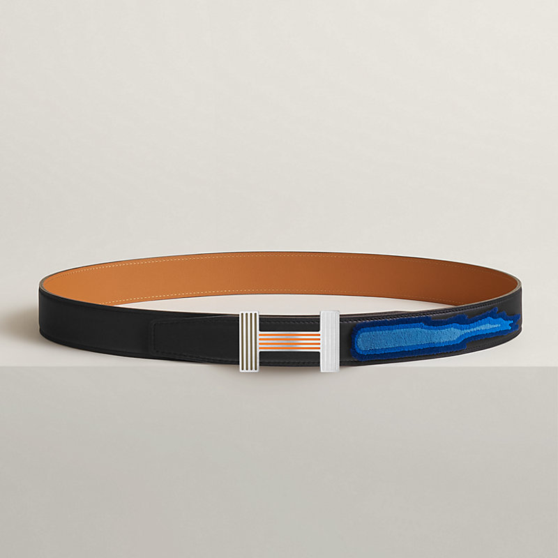 Quizz Rainbow belt buckle & Leather strap 32 mm