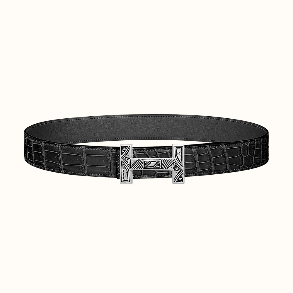 Quizz Touareg belt buckle & Leather strap 32 mm | Hermès USA